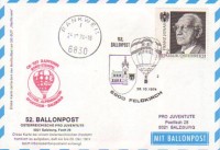 52. Ballonpost Feldkirch 26.10.1974 Raiffeisen Rankweil Karte